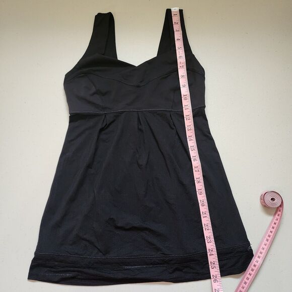 Lululemon Elevate Tank Top Womens 4 Black Breathable Mesh Drawcord Hem - Picture 8 of 10